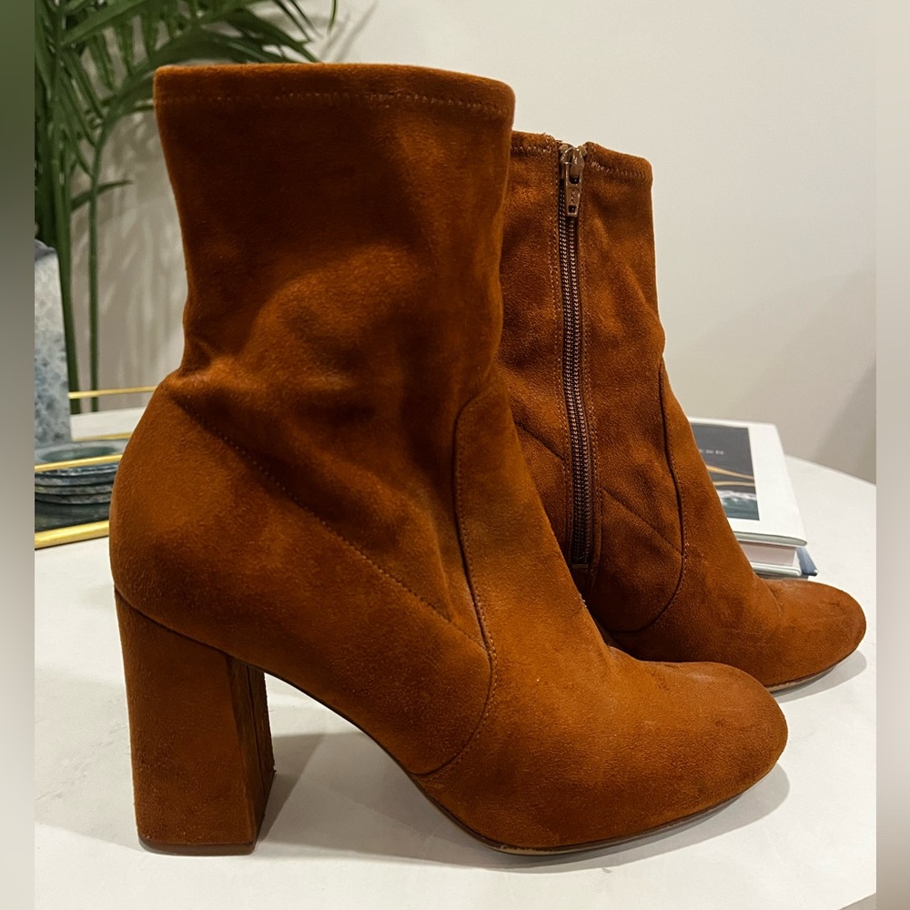 Rust Colored Suede Sock Booties